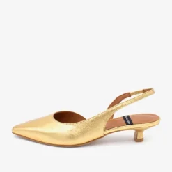 Angel Alarcon Gold Kitten Heel Sling Back|26017GLD
