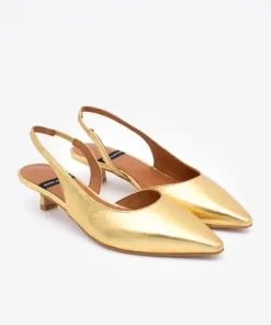Angel Alarcon Gold Kitten Heel Sling Back|26017GLD
