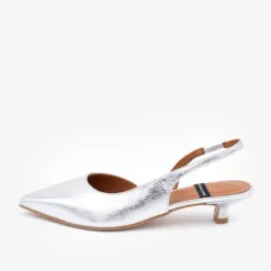 Angel Alarcon Silver kitten Heel Sling Back|26017SIL