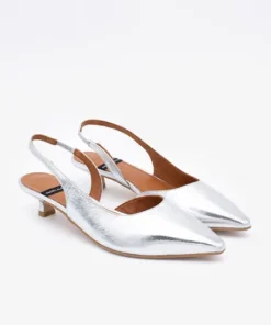 Angel Alarcon Silver kitten Heel Sling Back|26017SIL
