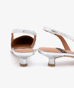 Angel Alarcon Silver kitten Heel Sling Back|26017SIL