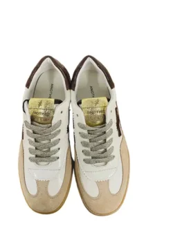 Another Trend Beige and Maroon Patent Trainer|A032T493