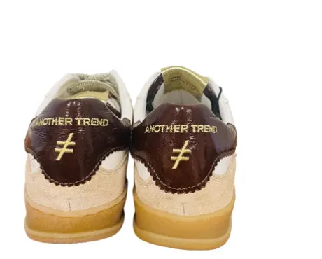 Another Trend Beige and Maroon Patent Trainer|A032T493
