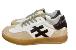 Another Trend Beige and Maroon Patent Trainer|A032T493