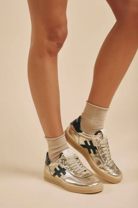 Another Trend Gold Leather Trainer|A0325843