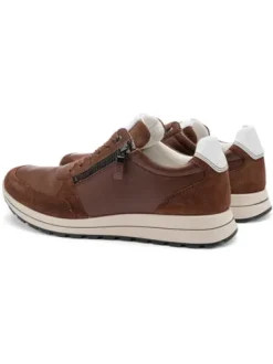 Ara Brown Leather Wide Fit Trainer|112450106