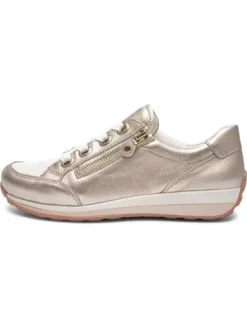 Ara Gold and Cream Wide Fit trainer|124458769G