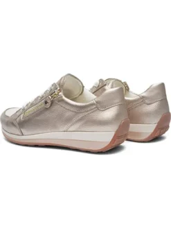 Ara Gold and Cream Wide Fit trainer|124458769G