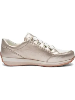 Ara Gold and Cream Wide Fit trainer|124458769G