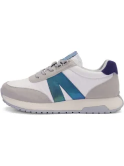 Ara White and Blue Wide Fit Trainer|122970207
