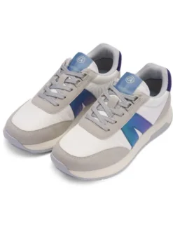 Ara White and Blue Wide Fit Trainer|122970207