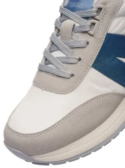 Ara White and Blue Wide Fit Trainer|122970207