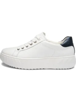 Ara White Wide Fit Platform Trainer|124652305B