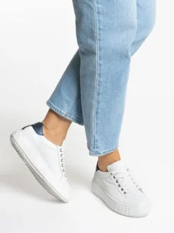 Ara White Wide Fit Platform Trainer|124652305B