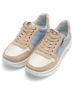 Ara Wide Fit Blue and Beige Trainer|122754089