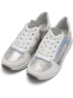 Ara Wide Fit Silver and Blue Trainer|122482604