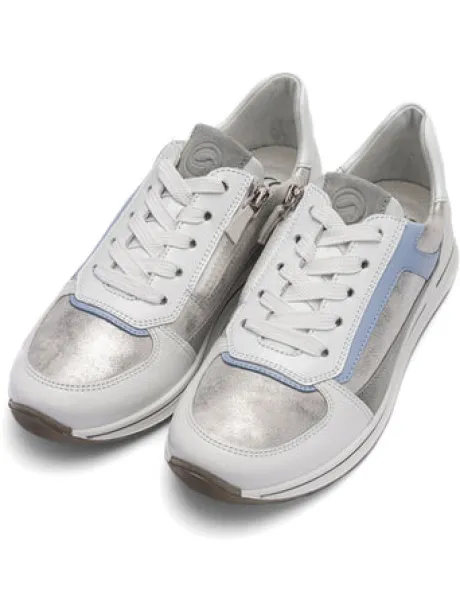 Ara Wide Fit Silver and Blue Trainer|122482604