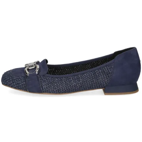 Caprice Navy Suede and Fabric Loafer|924201880