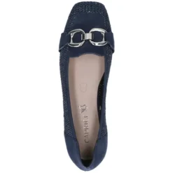 Caprice Navy Suede and Fabric Loafer|924201880