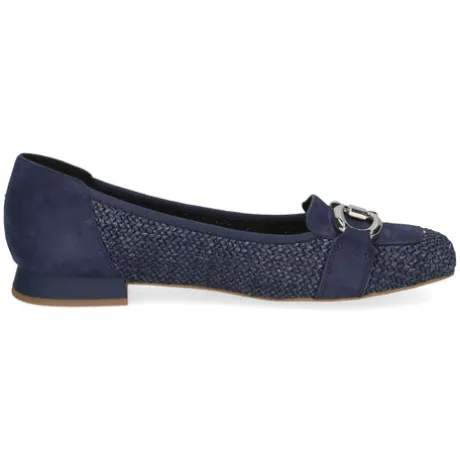 Caprice Navy Suede and Fabric Loafer|924201880