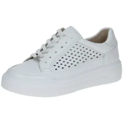 Caprice White Laser Cut-outs Platform Trainer|923719102
