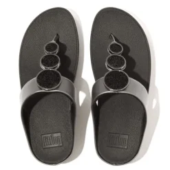 Fitflop Bead Circle Pewter Black Toe Post| HJ1B06