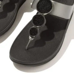 Fitflop Bead Circle Pewter Black Toe Post| HJ1B06
