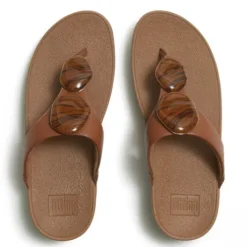 FitFlop Deep Tan Leather Toe Post|A4TC15