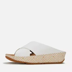 Fitflop Lux Graphic-Weave Leather Cross Slides |A4P194