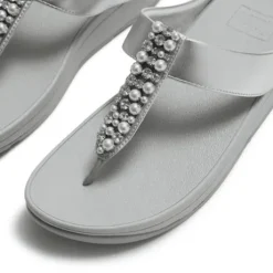 Fitflop Pearls and Crystal Silver Toe Post|A2N011