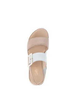 Gabor Beige and White Wedge Sandal|8274458M