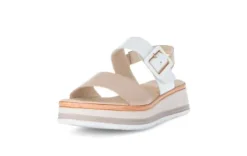 Gabor Beige and White Wedge Sandal|8274458M