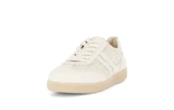 Gabor Beige Leather and Raffia Trainer|8330042