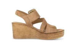 Gabor Brown Suede Wedge Sandal|8477114