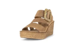 Gabor Brown Suede Wedge Sandal|8477114