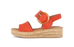 Gabor Chilli Red Suede Wedge Sandal|8455015