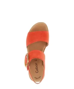 Gabor Chilli Red Suede Wedge Sandal|8455015