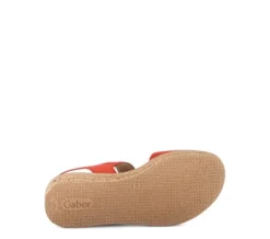 Gabor Chilli Red Suede Wedge Sandal|8455015