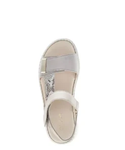 Gabor Gold and Snake Print Wedge Sandal|8459312