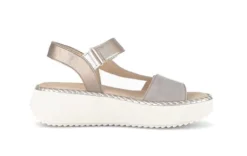 Gabor Gold and Snake Print Wedge Sandal|8459312