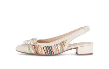 Gabor Multicolor Fabric and Leather Sling Back|8152640