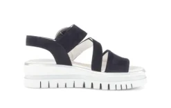 Gabor Navy Suede Wedge Sandal|8462716