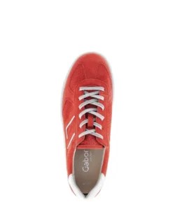 Gabor Red Chili Suede Wide Fit Trainer|8654538