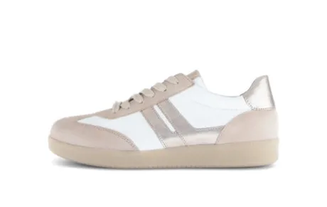 Gabor White and Oak Leather Trainer|8330012
