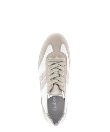 Gabor White and Oak Leather Trainer|8330012