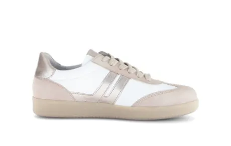 Gabor White and Oak Leather Trainer|8330012