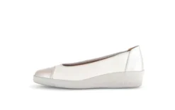 Gabor White and Silver Mini Wedge Pump|8604253