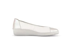 Gabor White and Silver Mini Wedge Pump|8604253