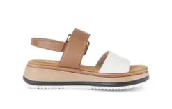 Gabor White and Tan Strap Sandal|8274452
