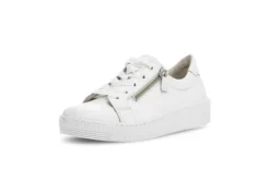 Gabor White Leather Platform Trainer|8333421W